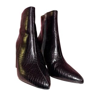 Boohoo Croc Block Heel Sock Boots (8) NWT